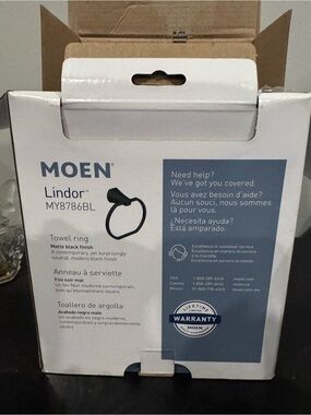 Moen Lindor Matte Black Towel Ring - Black